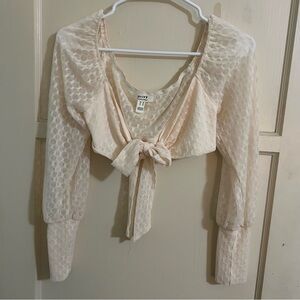 nude bolero with front tie detail